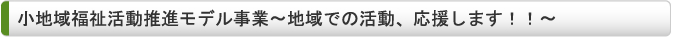 小地域福祉活動推進モデル事業～地域での活動、応援します！！～